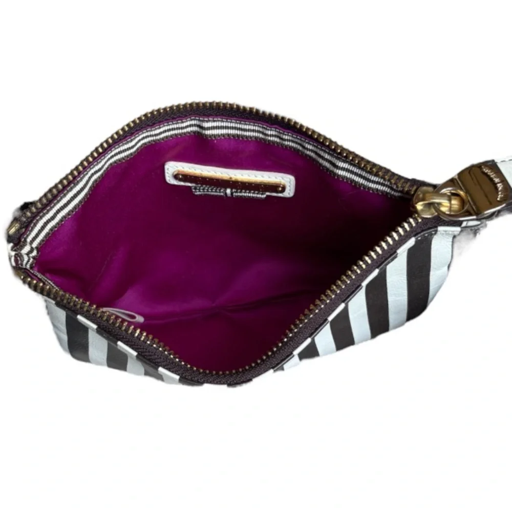 Vintage Henri Bendel Stripe Wristlet Handbag Purse Accessories Cosmetics Bag